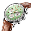 Breitling Navitimer B01 Chronograph 41 Green Dial Brown Leather Strap Watch for Men - AB0139211L1P1