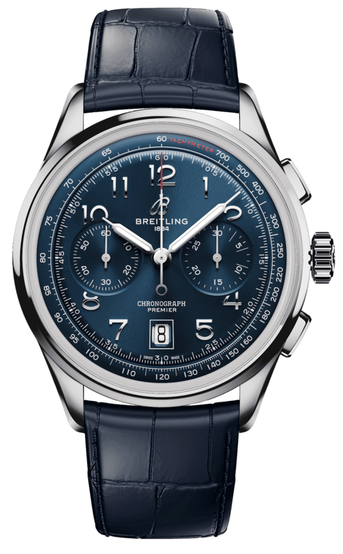  Shop Authentic Breitling Premier B01 Chronograph 42 Blue Dial Blue Leather Strap Watch for Men - AB0145171C1P2 - Luxxuri