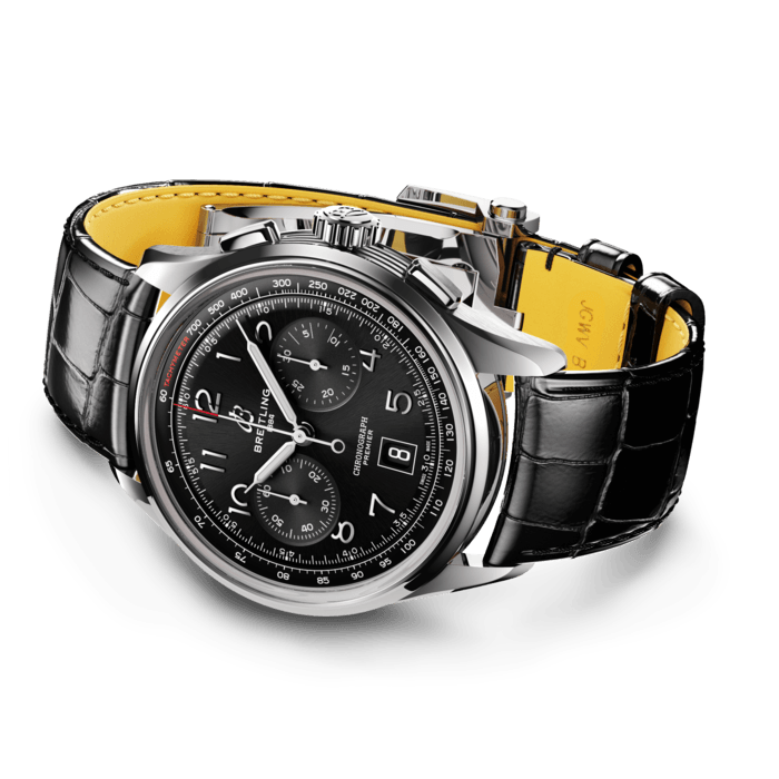  Shop Authentic Breitling Premier B01 Chronograph 42 Black Dial Black Leather Strap Watch for Men - AB0145221B1P1 - Luxxuri