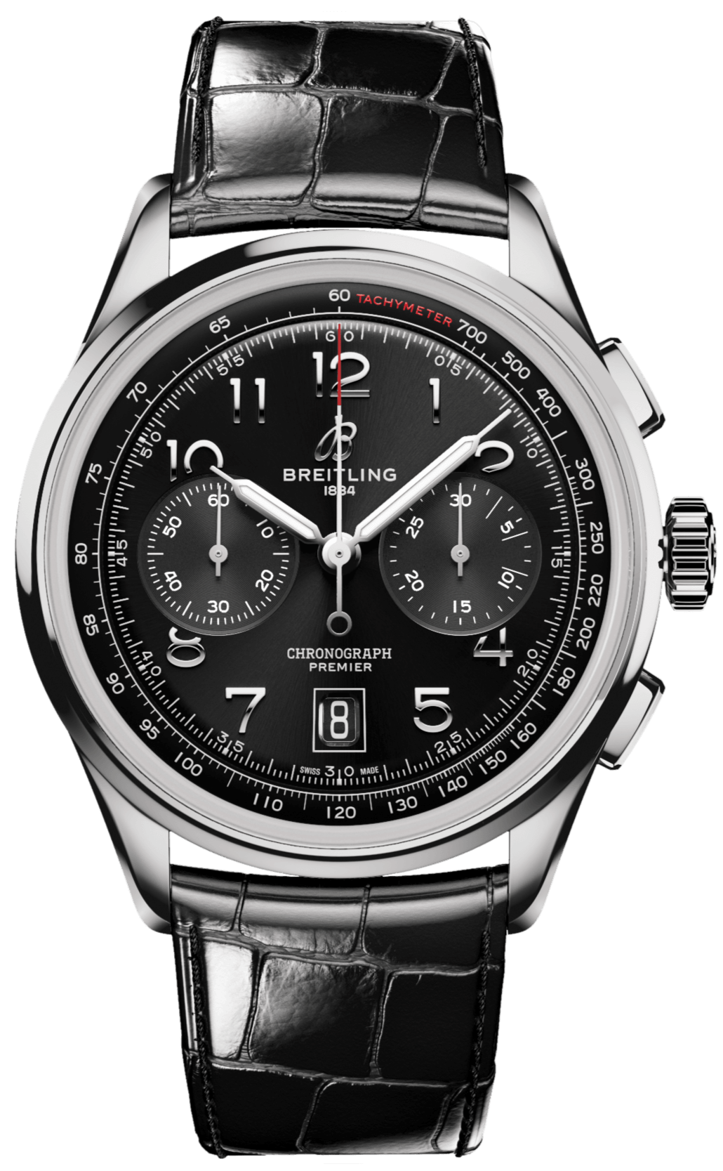 Shop Authentic Breitling Premier B01 Chronograph 42 Black Dial Black Leather Strap Watch for Men - AB0145221B1P1 - Luxxuri