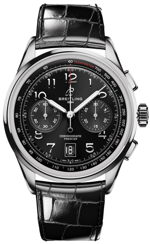  Shop Authentic Breitling Premier B01 Chronograph 42 Black Dial Black Leather Strap Watch for Men - AB0145221B1P1 - Luxxuri