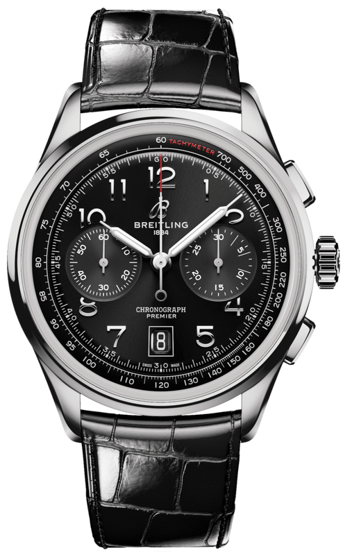  Shop Authentic Breitling Premier B01 Chronograph 42 Black Dial Black Leather Strap Watch for Men - AB0145221B1P1 - Luxxuri