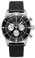 Breitling Superocean Heritage B01 Chronograph 44 Black Dial Black Mesh Bracelet Watch for Men - AB0162121B1S1