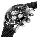  Shop Authentic Breitling Superocean Heritage B01 Chronograph 44 Black Dial Black Mesh Bracelet Watch for Men - AB0162121B1S1 - Luxxuri