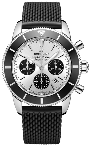  Shop Authentic Breitling Superocean Heritage B01 Chronograph 44 Silver Dial Black Mesh Bracelet Watch for Men - AB0162121G1S1 - Luxxuri