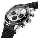  Shop Authentic Breitling Superocean Heritage B01 Chronograph 44 Silver Dial Black Mesh Bracelet Watch for Men - AB0162121G1S1 - Luxxuri