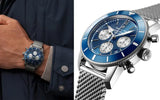  Shop Authentic Breitling Superocean Heritage B01 Chronograph 44 Blue Dial Silver Mesh Bracelet Watch for Men - AB0162161C1A1 - Luxxuri