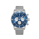  Shop Authentic Breitling Superocean Heritage B01 Chronograph 44 Blue Dial Silver Mesh Bracelet Watch for Men - AB0162161C1A1 - Luxxuri