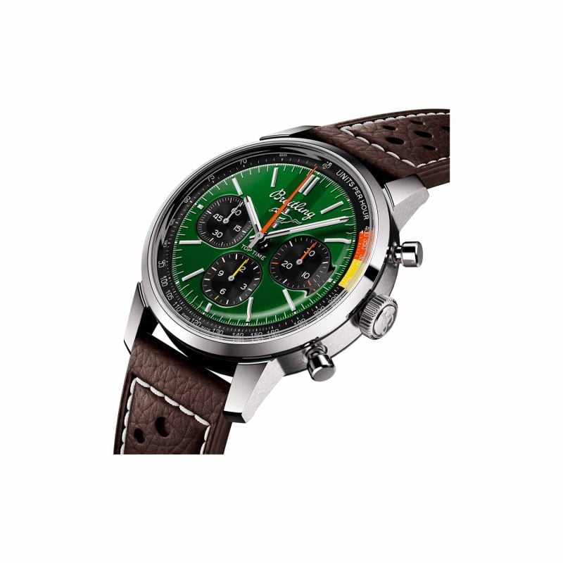  Shop Authentic Breitling Top Time B01 Ford Mustang Green Dial Brown Leather Strap Watch for Men - AB01762A1L1X1 - Luxxuri