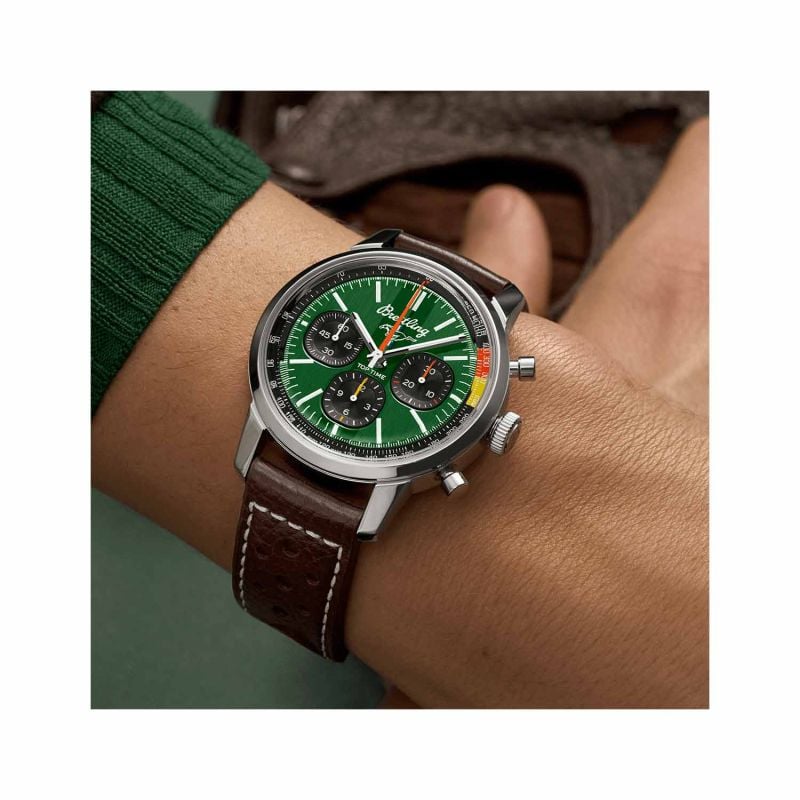  Shop Authentic Breitling Top Time B01 Ford Mustang Green Dial Brown Leather Strap Watch for Men - AB01762A1L1X1 - Luxxuri