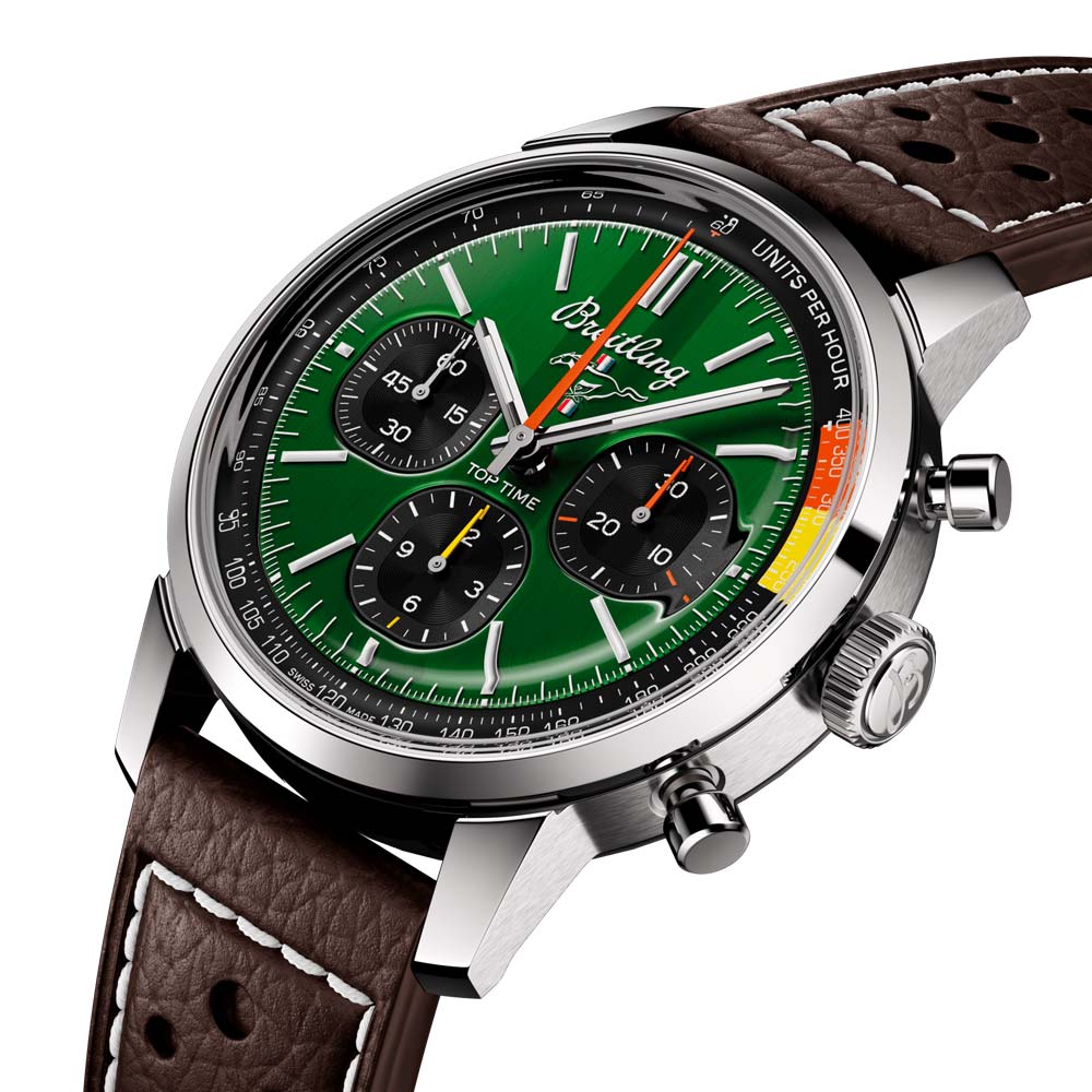  Shop Authentic Breitling Top Time B01 Ford Mustang Green Dial Brown Leather Strap Watch for Men - AB01762A1L1X1 - Luxxuri