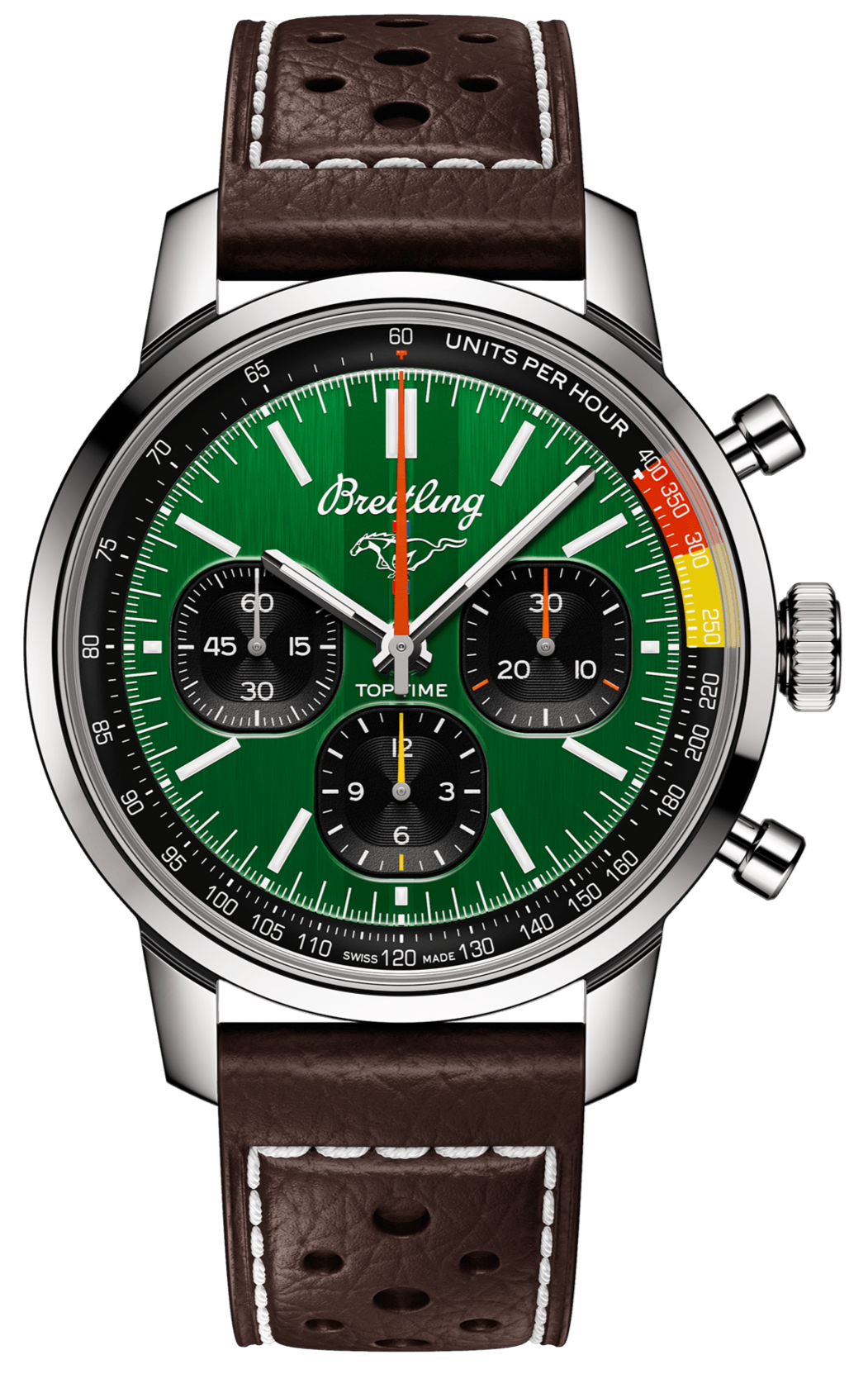  Shop Authentic Breitling Top Time B01 Ford Mustang Green Dial Brown Leather Strap Watch for Men - AB01762A1L1X1 - Luxxuri