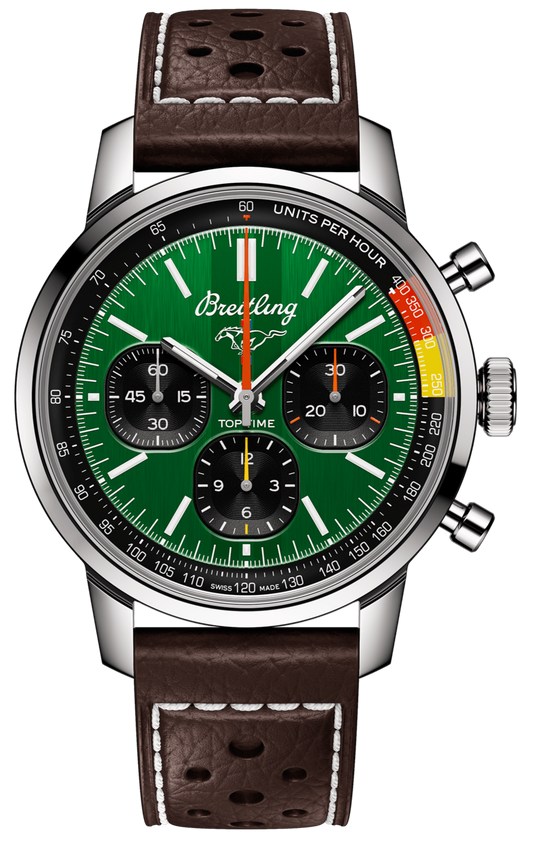  Shop Authentic Breitling Top Time B01 Ford Mustang Green Dial Brown Leather Strap Watch for Men - AB01762A1L1X1 - Luxxuri