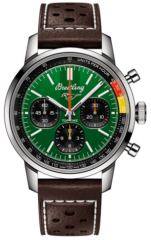  Shop Authentic Breitling Top Time B01 Ford Mustang Green Dial Brown Leather Strap Watch for Men - AB01762A1L1X1 - Luxxuri