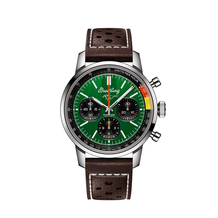 Shop Authentic Breitling Top Time B01 Ford Mustang Green Dial Brown Leather Strap Watch for Men - AB01762A1L1X1 - Luxxuri