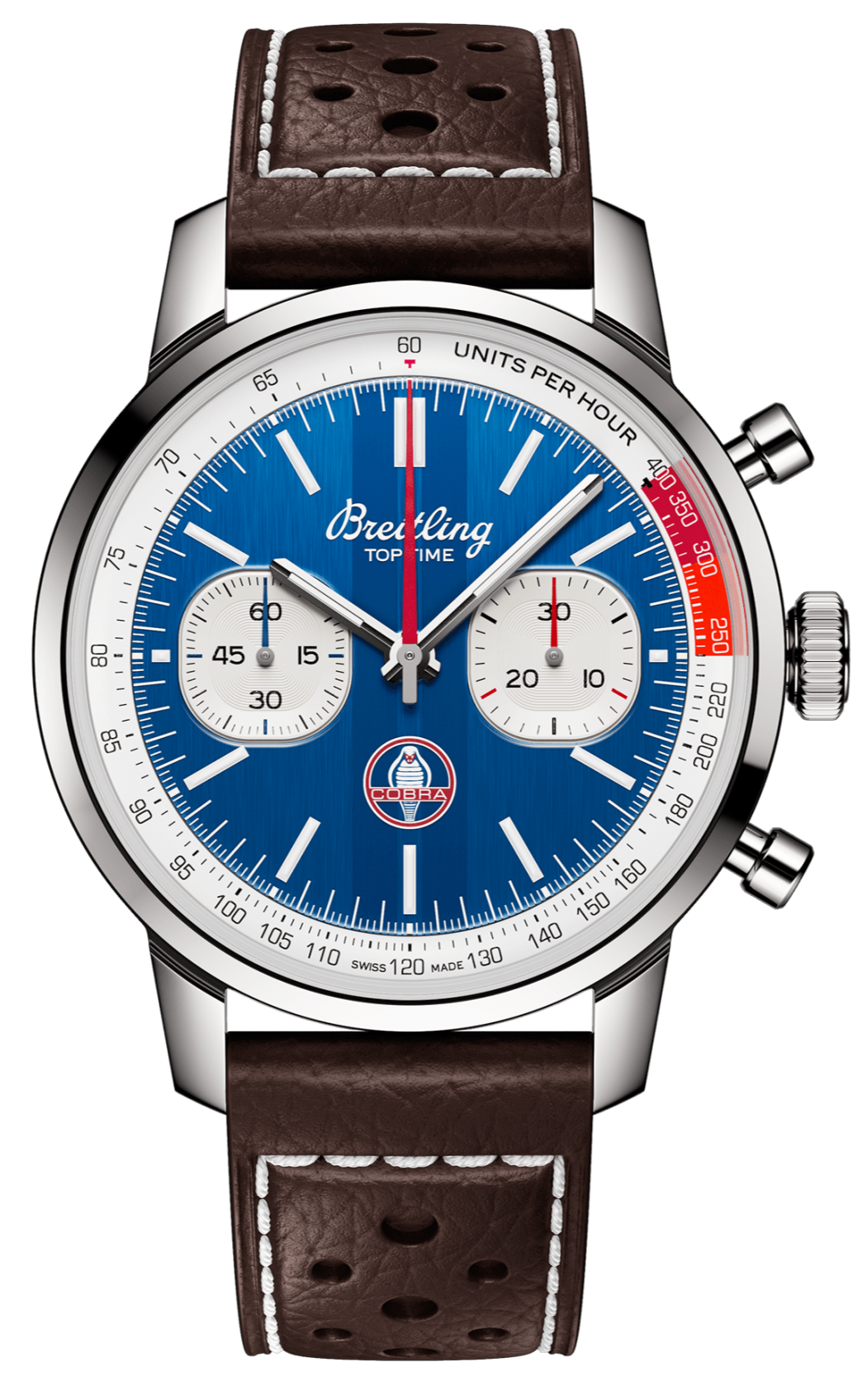  Shop Authentic Breitling Top Time B01 Shelby Cobra Blue Dial Brown Leather Strap Watch for Men - AB01763A1C1X1 - Luxxuri