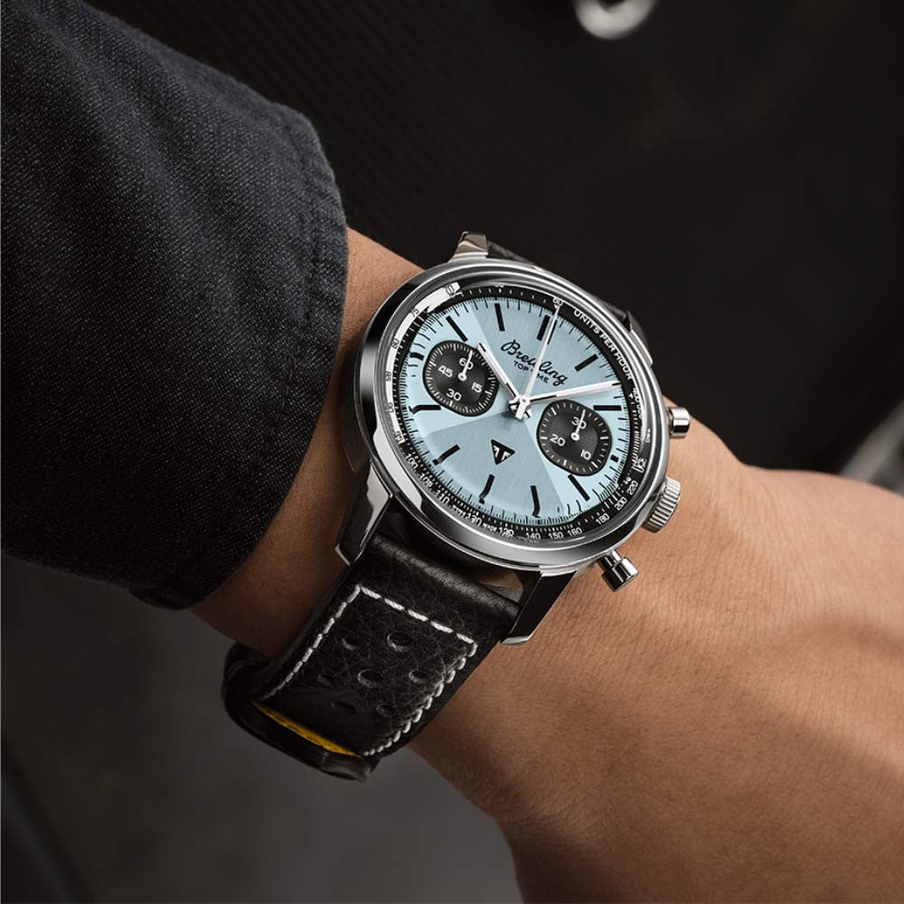  Shop Authentic Breitling Top Time B01 Triumph Blue Dial Black Leather Strap Watch for Men - AB01764A1C1X1 - Luxxuri