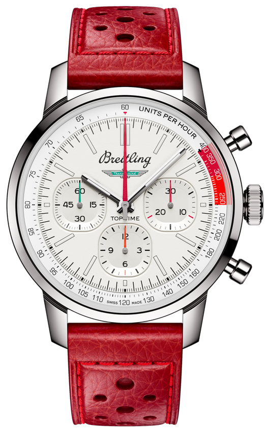  Shop Authentic Breitling Top Time B01 Ford Thunderbird White Dial Red Leather Strap Watch for Men - AB01766A1A1X1 - Luxxuri