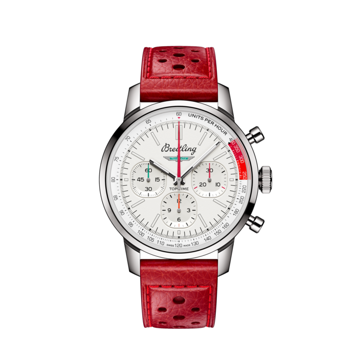  Shop Authentic Breitling Top Time B01 Ford Thunderbird White Dial Red Leather Strap Watch for Men - AB01766A1A1X1 - Luxxuri
