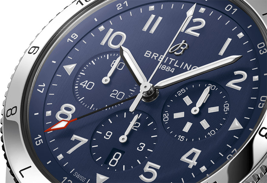  Shop Authentic Breitling Super Avi B04 Chronograph GMT 46 Tribute to Vought F4U Corsair Blue Dial Silver Steel Strap Watch for Men - AB04451A1C1A1 - Luxxuri