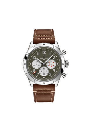  Shop Authentic Breitling Super Avi B04 Chronograph GMT 46 Curtiss Warhawk Green Dial Brown Leather Strap Watch for Men - AB04452A1L1X1 - Luxxuri