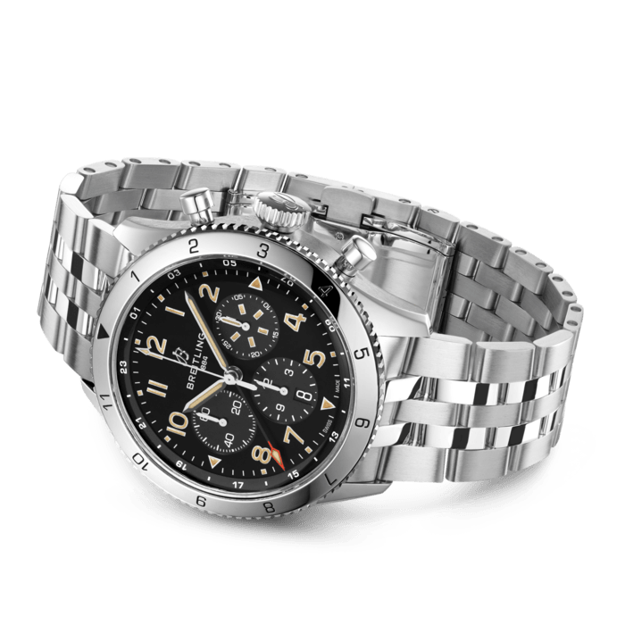  Shop Authentic Breitling Super Avi B04 Chronograph GMT 46 P-51 Mustang Black Dial Silver Steel Strap Watch for Men - AB04453A1B1A1 - Luxxuri
