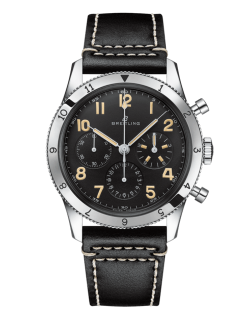  Shop Authentic Breitling Avi Ref. 765 1953 Re-Edition Black Dial Black Leather Strap Watch for Men - AB0920131B1X1 - Luxxuri