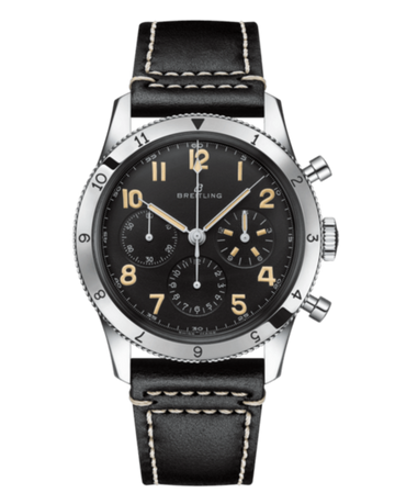  Shop Authentic Breitling Avi Ref. 765 1953 Re-Edition Black Dial Black Leather Strap Watch for Men - AB0920131B1X1 - Luxxuri
