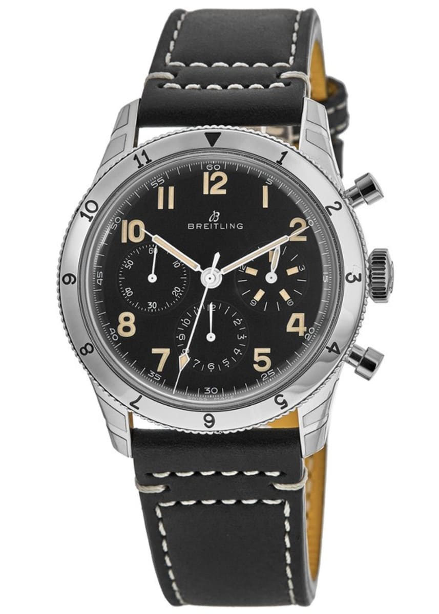  Shop Authentic Breitling Avi Ref. 765 1953 Re-Edition Black Dial Black Leather Strap Watch for Men - AB0920131B1X1 - Luxxuri