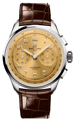  Shop Authentic Breitling Premier B09 Chronograph 40 Beige Dial Brown Leather Strap Watch for Men - AB0930F51H1P1 - Luxxuri