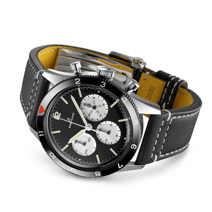  Shop Authentic Breitling Avi Ref. 765 1964 Re Edition Black Dial Black Leather Strap Watch for Men - AB09451A1B1X1 - Luxxuri