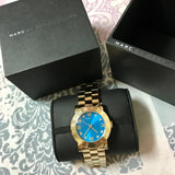  Shop Authentic Marc Jacobs Amy Blue Dial Gold Steel Strap Watch for Women - MBM3303 - Luxxuri