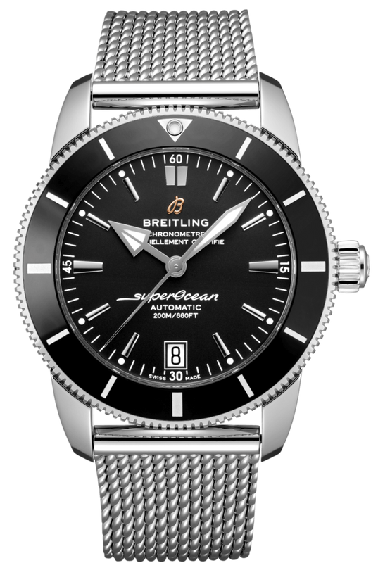  Shop Authentic Breitling Superocean Heritage B20 Automatic 42 Black Dial Silver Mesh Bracelet Watch for Men - AB2010121B1A1 - Luxxuri