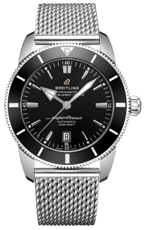  Shop Authentic Breitling Superocean Heritage B20 Automatic 46 Black Dial Silver Mesh Bracelet Watch for Men - AB2020121B1A1 - Luxxuri