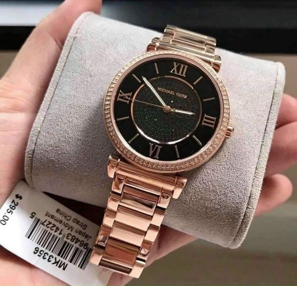  Shop Authentic Michael Kors Catlin Black Diamonds Dial Rose Gold Steel Strap Watch for Women - MK3356 - Luxxuri