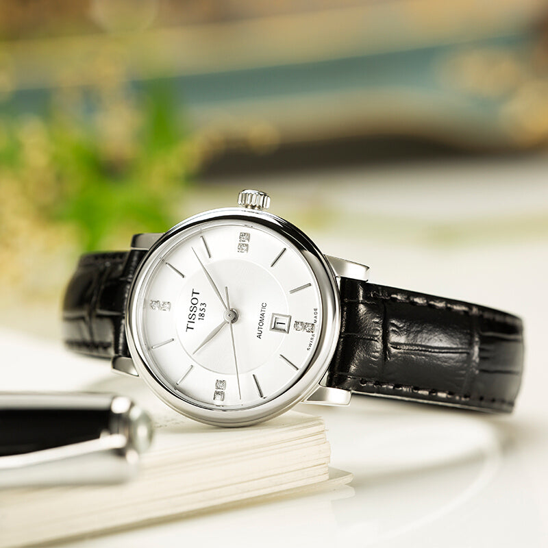  Shop Authentic Tissot Carson Premium Lady Born to Be Brace Special Edition Silver Dial Black Leather Strap Watch for Women - T122.207.16.036.00 - Luxxuri