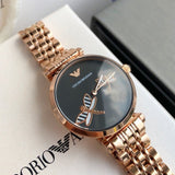  Shop Authentic Emporio Armani Gianni T Bar Black Dial Rose Gold Steel Strap Watch For Women - AR11206 - Luxxuri