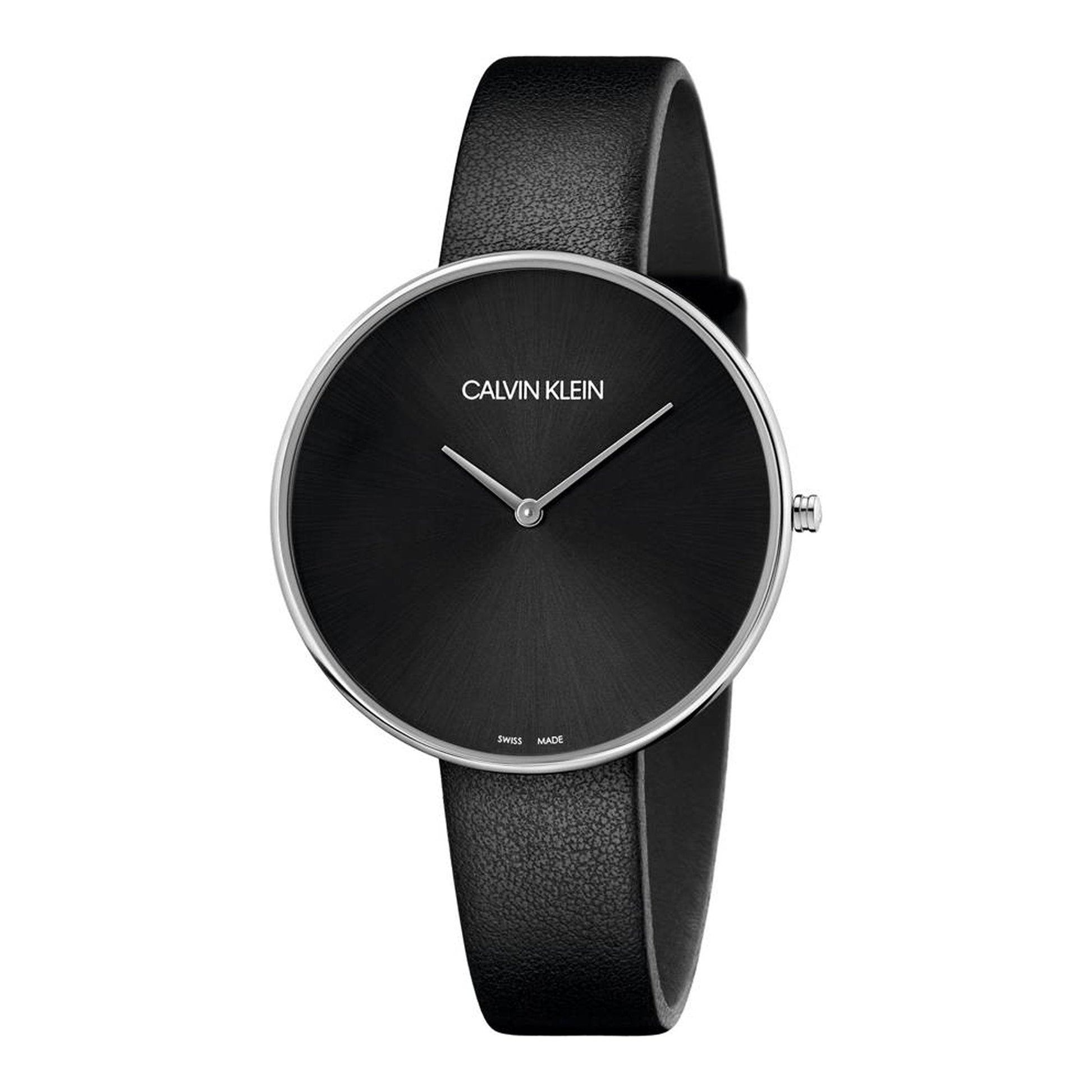  Shop Authentic Calvin Klein Full Moon Black Dial Black Leather Strap Watch for Women - K8Y231C1 - Luxxuri