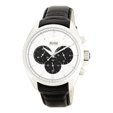  Shop Authentic Hugo Boss Driver Chronograph Quartz Silver Dial Black Leather Strap Watch For Men - 1512880 - Luxxuri