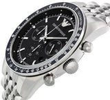  Shop Authentic Emporio Armani Tazio Chronograph Black Dial Silver Steel Strap Watch For Men - AR5988 - Luxxuri