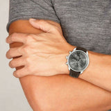  Shop Authentic Hugo Boss Time One Chronograph Black Dial Black Leather Strap Watch for Men - 1513430 - Luxxuri