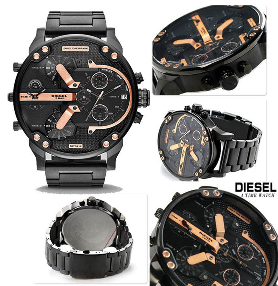  Shop Authentic Diesel Big Daddy Black Dial Black Steel Strap Watch For Men - DZ7312 - Luxxuri