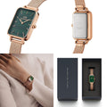  Shop Authentic Daniel Wellington Quadro Melrose Green Dial Rose Gold Mesh Strap Watch For Women - DW00100437 - Luxxuri