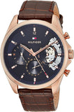  Shop Authentic Tommy Hilfiger Baker Chronograph Blue Dial Brown Leather Strap Watch For Men - 1710453 - Luxxuri