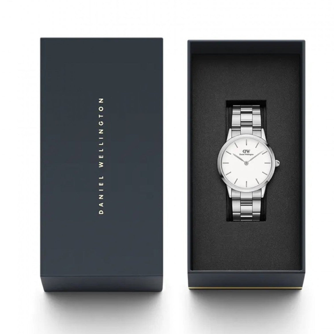 Daniel Wellington Iconic Link White Dial Silver Steel Strap Watch for Women - DW00100203