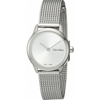  Shop Authentic Calvin Klein Minimal White Dial Silver Mesh Bracelet Watch for Women - K3M231Y6 - Luxxuri