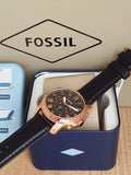  Shop Authentic Fossil Grant Chronograph Grey Dial Black Leather Strap Watch for Men - FS5085 - Luxxuri