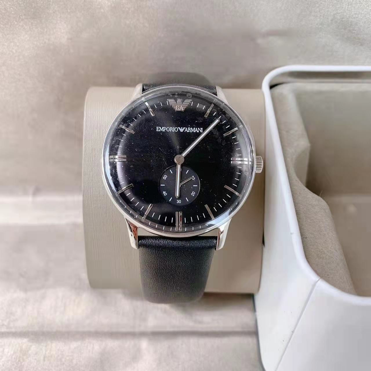  Shop Authentic Emporio Armani Gianni Quartz Black Dial Black Leather Strap Watch For Men - AR0382 - Luxxuri