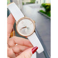  Shop Authentic Calvin Klein Accent Silver Dial White Leather Strap Watch for Women - K2Y236K6 - Luxxuri