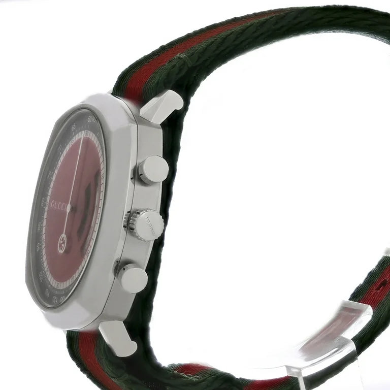  Shop Authentic Gucci Grip Quartz Chronograph Red Dial Two Tone NATO Strap Watch for Men - YA157304 - Luxxuri
